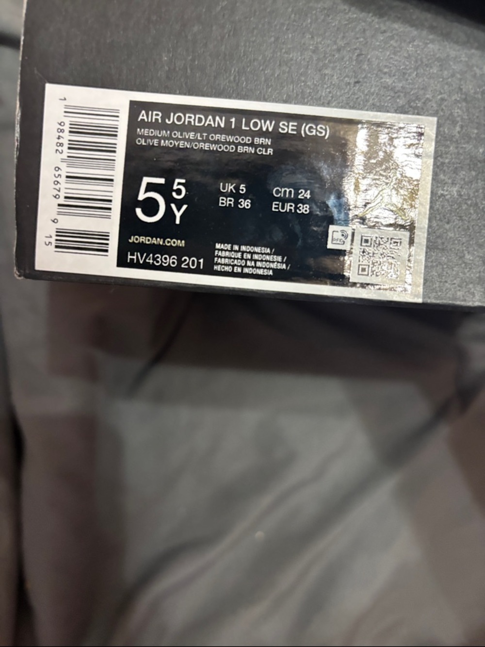 Jordan Air Jordan 1 Low SE (GS) Label - Olive/Black